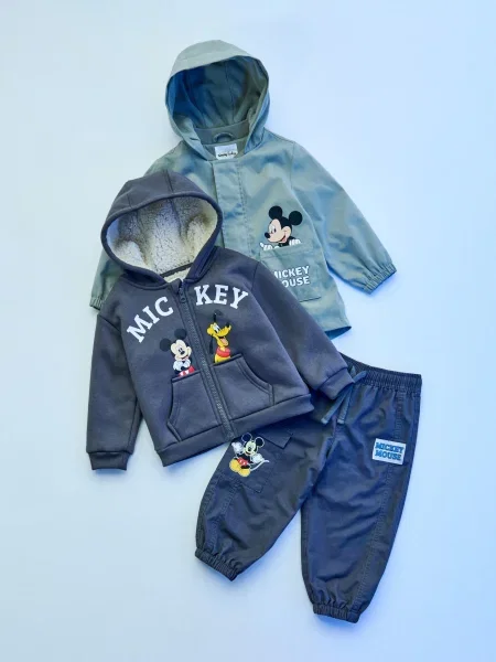 Sinsay Džíny s nášivkami Mickey Mouse šedá