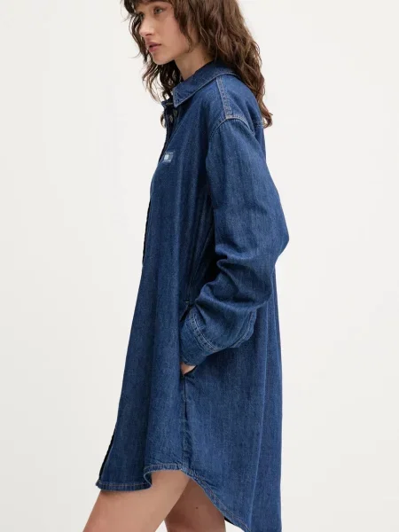 Tommy Jeans sukienka jeansowa mini oversize niebieski