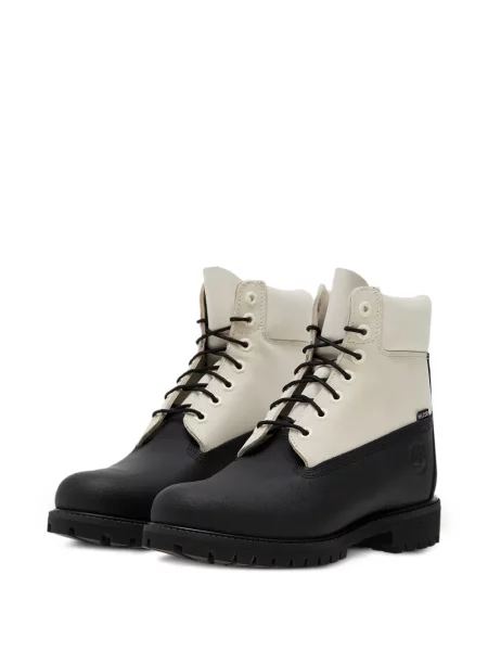 Botine Timberland cu șireturi din dantelă alb