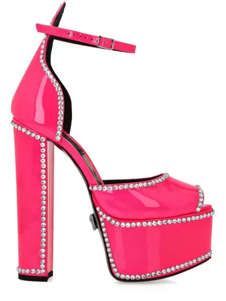 Sandale Philipp Plein din piele de cristal roz