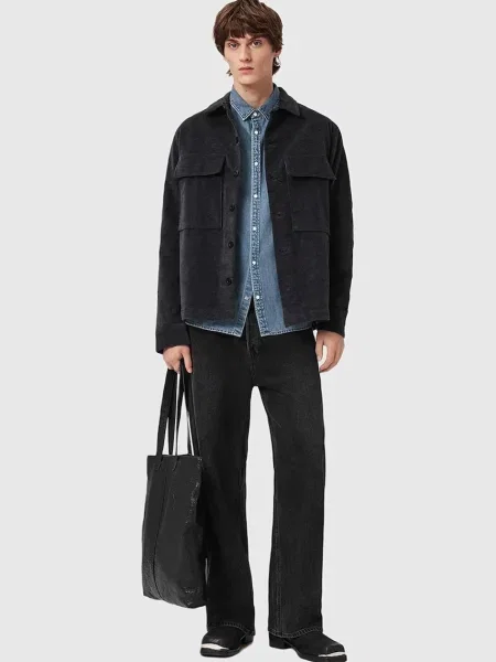 Сорочка AllSaints HAWKER regular класичний комір чорний