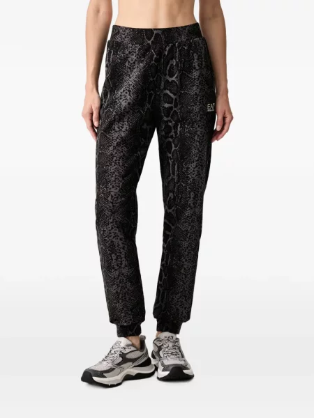 Pantaloni Ea7 Emporio Armani cu imagine cu model piele de șarpe alergare negru
