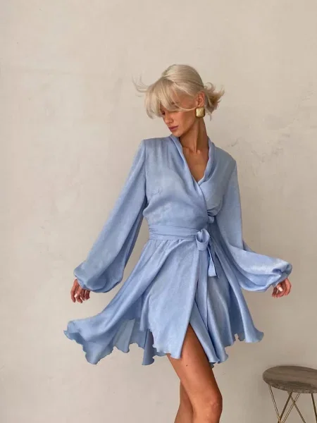 Сукня міні Milirud софтшел блакитний