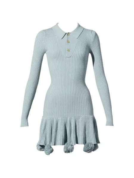 Rochie Conner Ives tricotate cu pompoane albastru