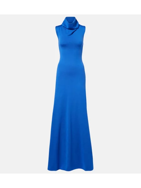 Rochie maxi Tom Ford de lână de costum albastru