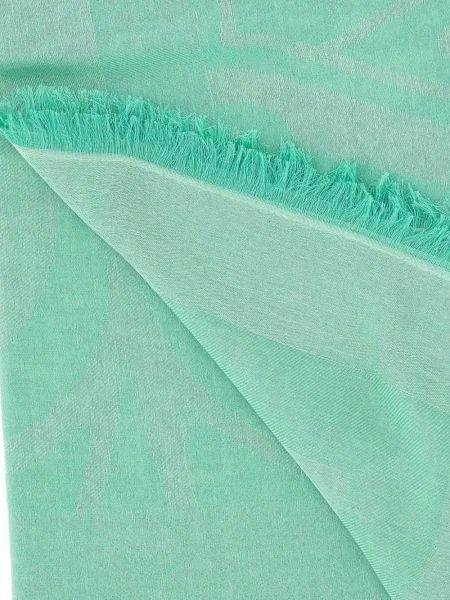 Fular Max Mara cu franjuri din jacard verde