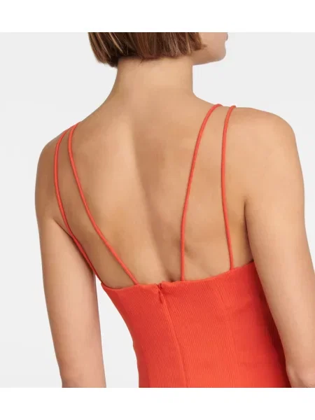Rochie maxi Staud cu gât halter de costum portocaliu
