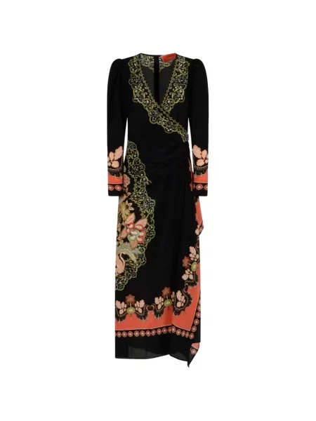 Rochie maxi La Doublej cu model floral cu imagine cu mâneci lungi negru