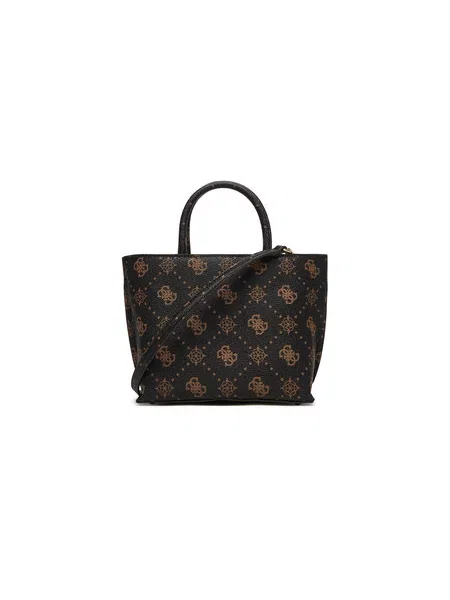 Guess Ročna torba Emelie Logo Mini rjava