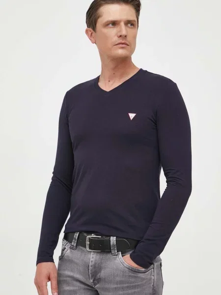 Тениска с дълъг ръкав Guess синьо