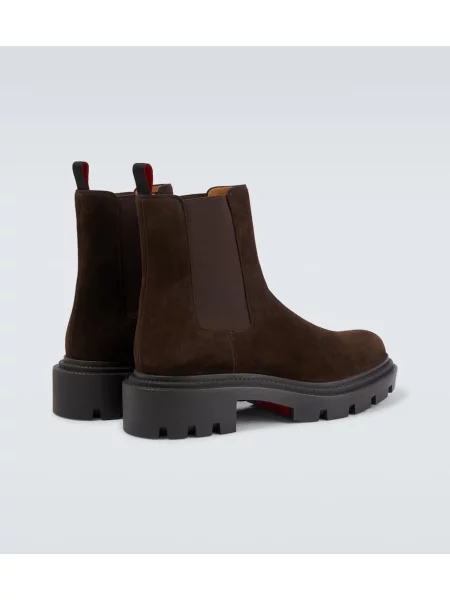 Botine chelsea Christian Louboutin din piele de căprioară maro