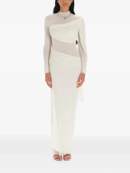 Rochie maxi Manuri drapată alb