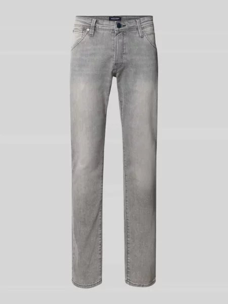 Jeansy o kroju slim fit z bocznymi wpuszczanymi model ‘GLENN’ Jack & Jones niebieskie