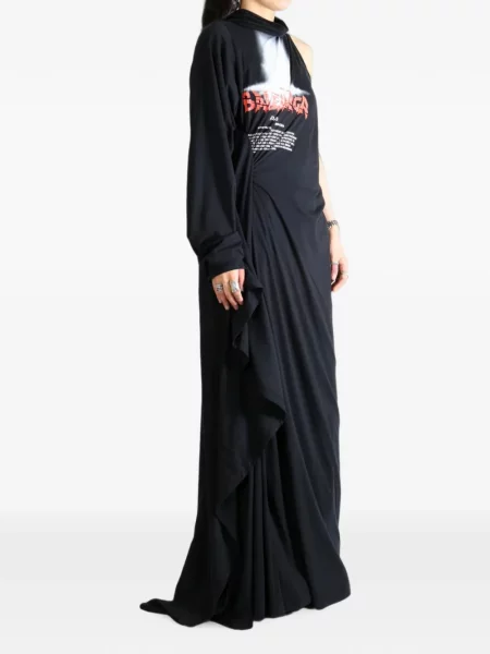 Rochie maxi Balenciaga cu imagine cu un umăr gol negru