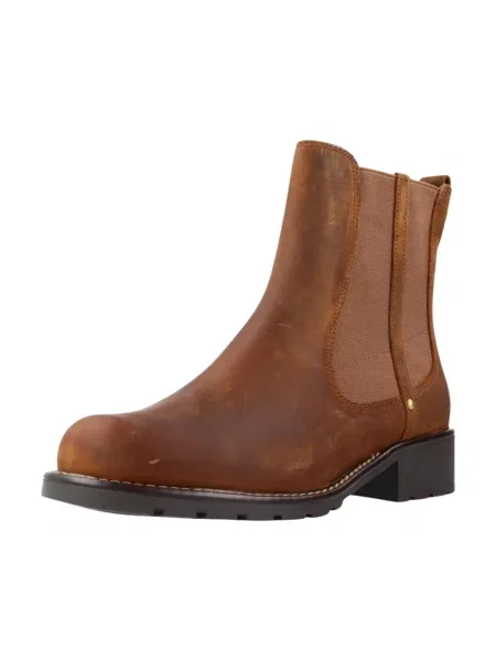 Botki Clarks skórzane brązowe
