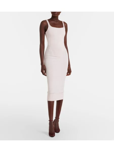 Rochie midi Alaïa tricotate roz