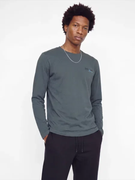 JACK & JONES Majica JJJADE azur / siva crna