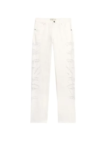 Blugi boyfriend Blumarine din dantelă alb