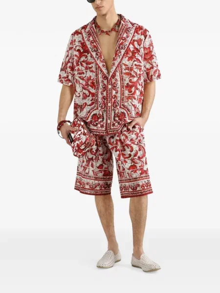 Raštuotos nėriniuotos bermuda šortai Dolce & Gabbana balta