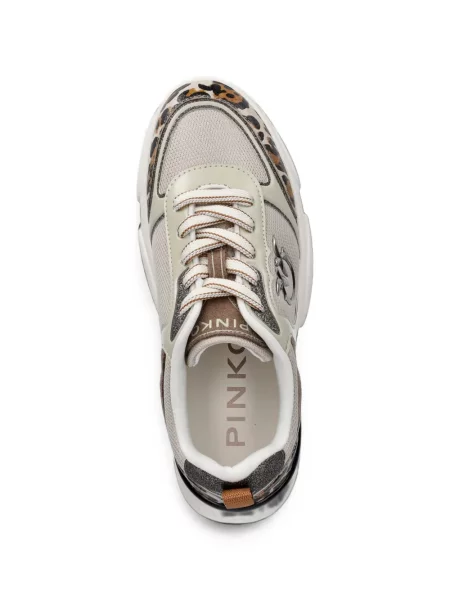 Sneakerși Pinko cu imagine cu model leopard alb