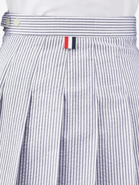 Fusta plisata Thom Browne cu dungi plisată albastru