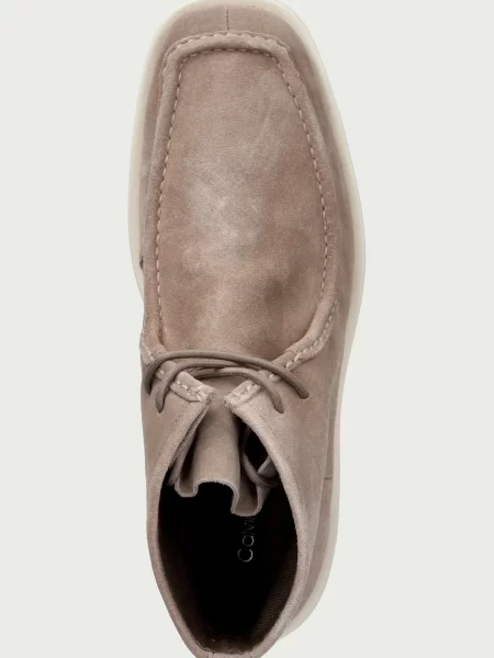 Calvin Klein bokacsizma női velúr FLATF LACE UP APR CUT BOOT bézs