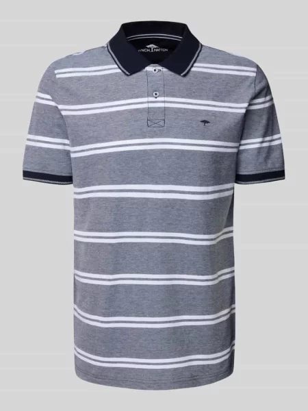 Koszulka polo o kroju regular fit z wyhaftowanym logo Fynch-hatton granatowe