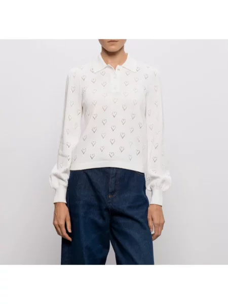 Sweter Twinset z nadrukiem w serca biały