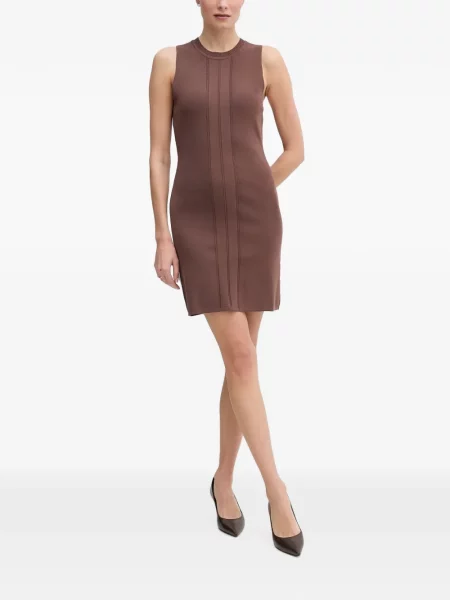 Rochie mini Gaudi fără mâneci tricotate maro