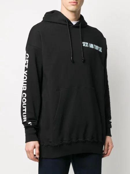 Șnur de strângere slogan hanorac cu glugă Versace Jeans Couture negru