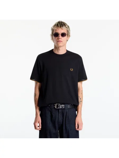 Tričko FRED PERRY Mesh Cuff Tshirt Black S černé