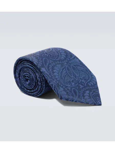 Hedvábná kravata Charvet s paisley potiskem modrá