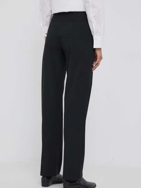 Calvin Klein Jeans nadrág női magas derekú egyenes fekete