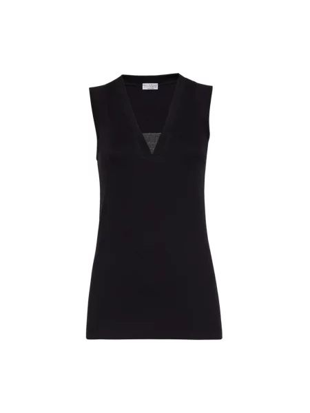 Top Brunello Cucinelli z dżerseju czarny