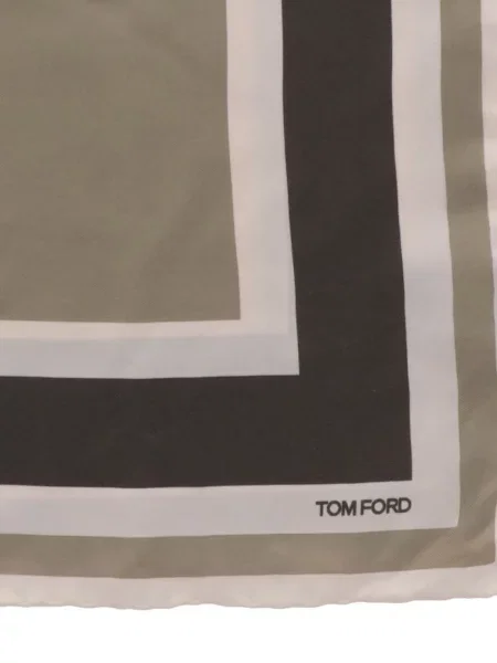 Fular Tom Ford de mătase cu dungi maro