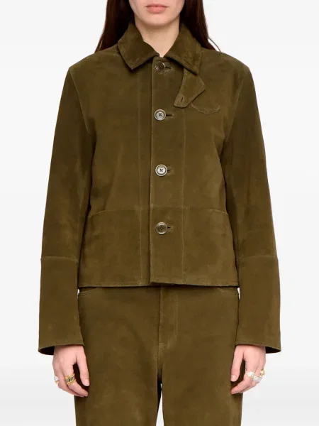 Geacă Zadig&voltaire din piele de căprioară verde
