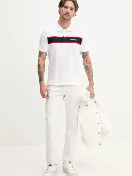 Guess Jeans μπλουζάκι πόλο λευκό