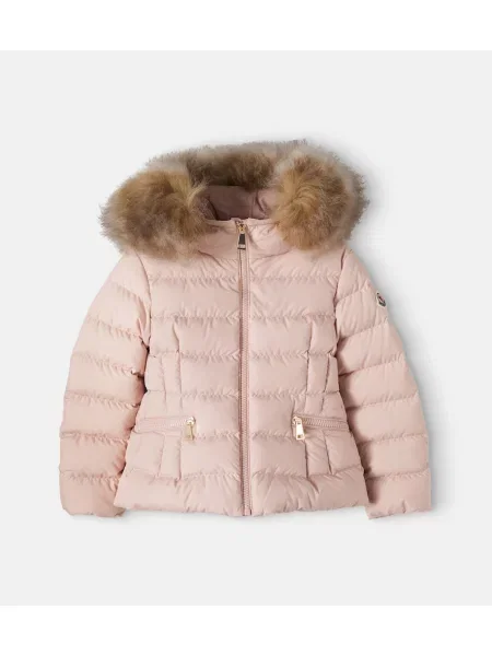 Pūkinė striukė Moncler Enfant rožinė
