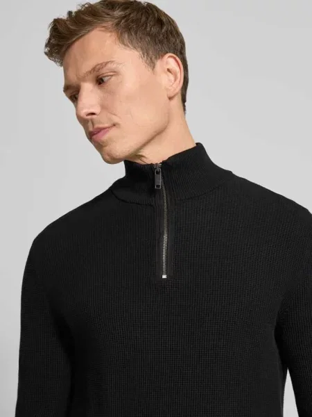 Sweter z dzianiny ze stójką Mcneal czarny