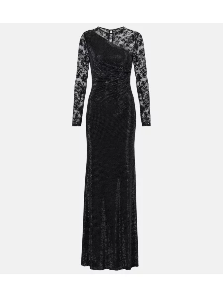 Obleka Self-portrait s čipko črna