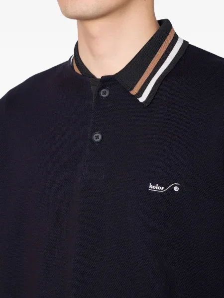 Pulover Kolor cu broderie lung albastru