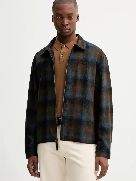 Calvin Klein jachetă din amestec de lână albastru