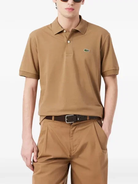 Tricou polo Lacoste cu autograf maro