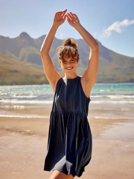 Sukienka plażowa z organicznego dżerseju Navy