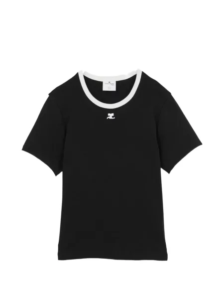 Tricou Courreges cu broderie negru