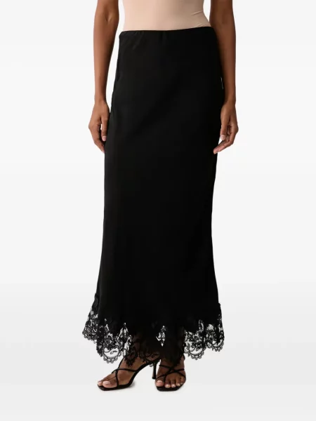 Fusta maxi Bardot din satin negru