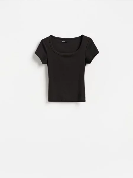 Reserved Tricou slim fit cu adaos de modal maro-închis maro