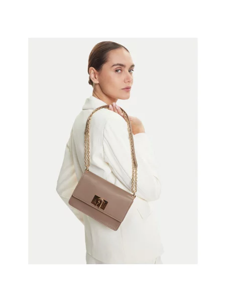 Furla torebka skórzana szara