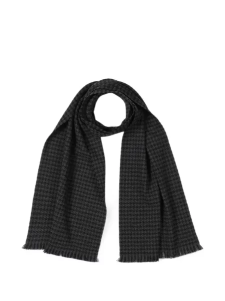 Κασκόλ Tom Ford με κρόσσια houndstooth μαύρο