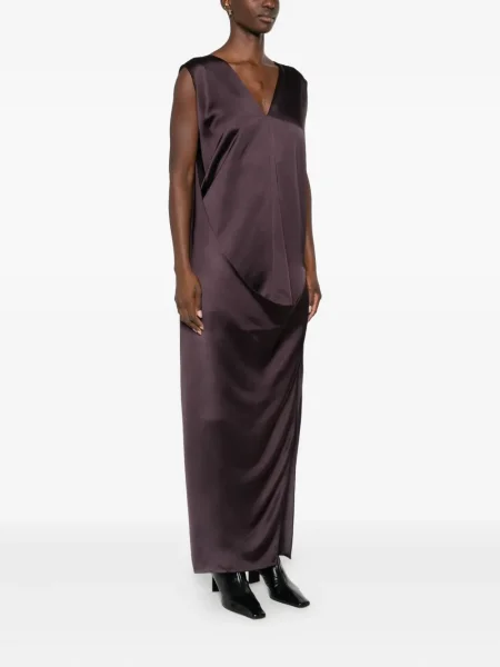 Rochie Sportmax cu decolteu în V drapată de costum violet